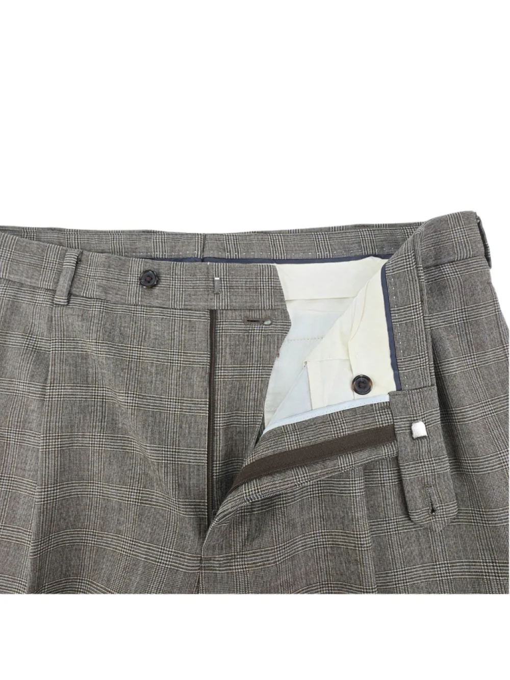 Brooks Brothers 1818 Madison Dress Pants Mens 35x29 Brown Glen Plaid 100% Wool